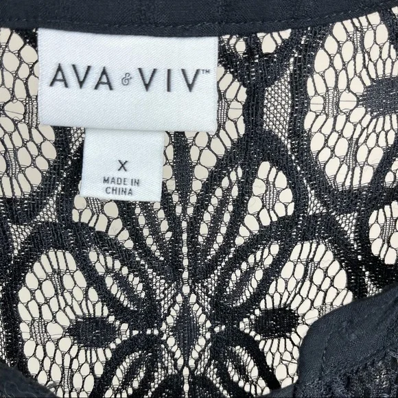 Ava & Viv black lace detail long sleeve blouse - Picture 4 of 5